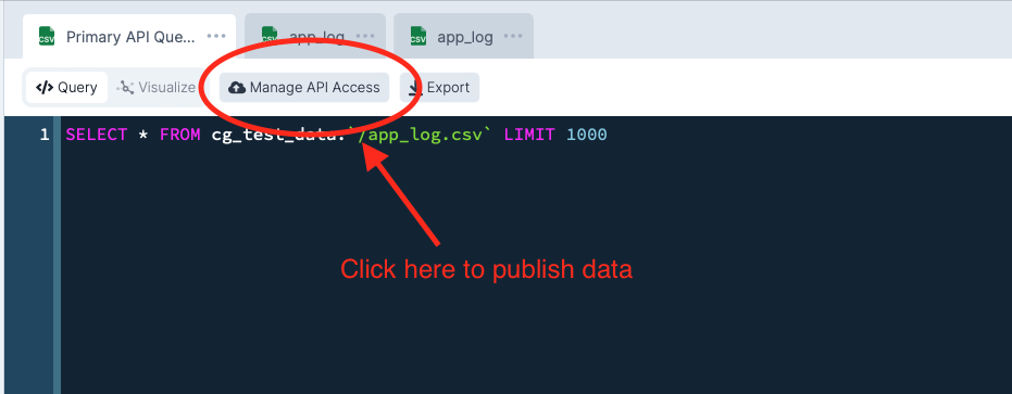 Manage API Access Button