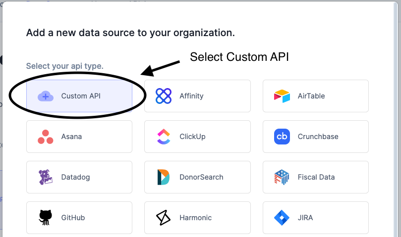 Select Custom API