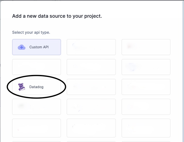 Select Datadog API from available choices