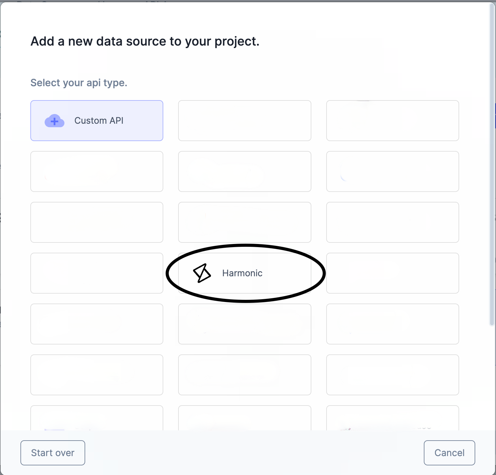 Select Harmonic.ai API from available choices