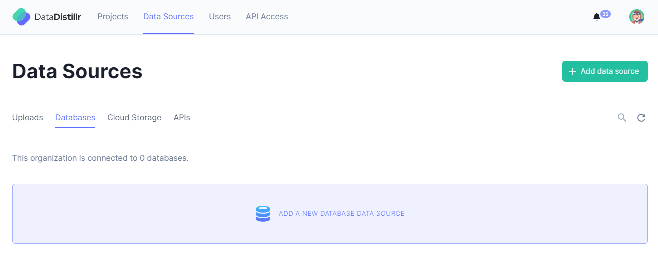 Data Sources main page